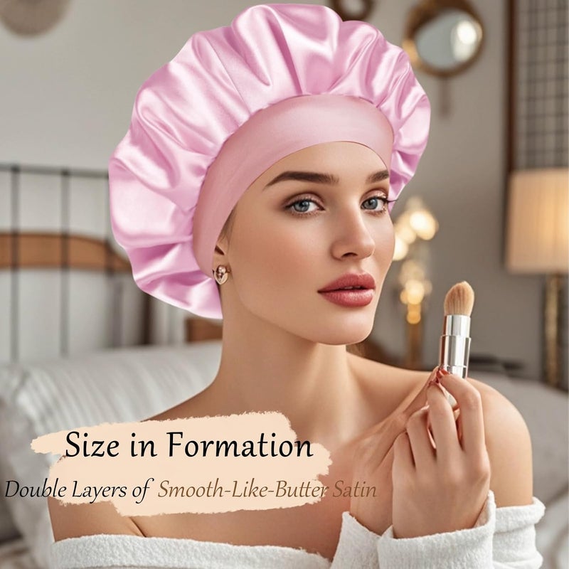 Doitory Store Satin Silk Bonnet for Sleeping, Soft Satin Lined Hair Bonnet for Women, Double Layer Sleep Nightcap - Image 4